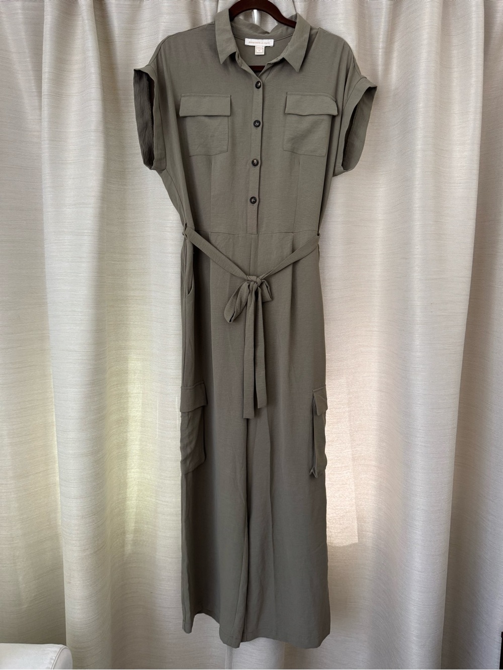 Relaxed Olive Utility Jumpsuit with Tie Waist